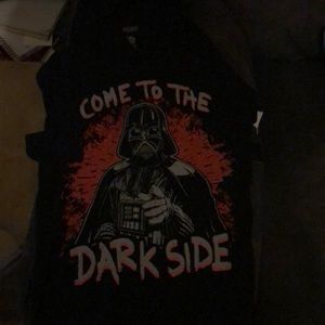 Darth Vader size 10 shirt with hood attached.
